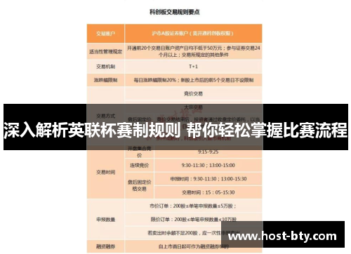 深入解析英联杯赛制规则 帮你轻松掌握比赛流程 深入解析英联杯赛制规则 帮你轻松掌握比赛流程